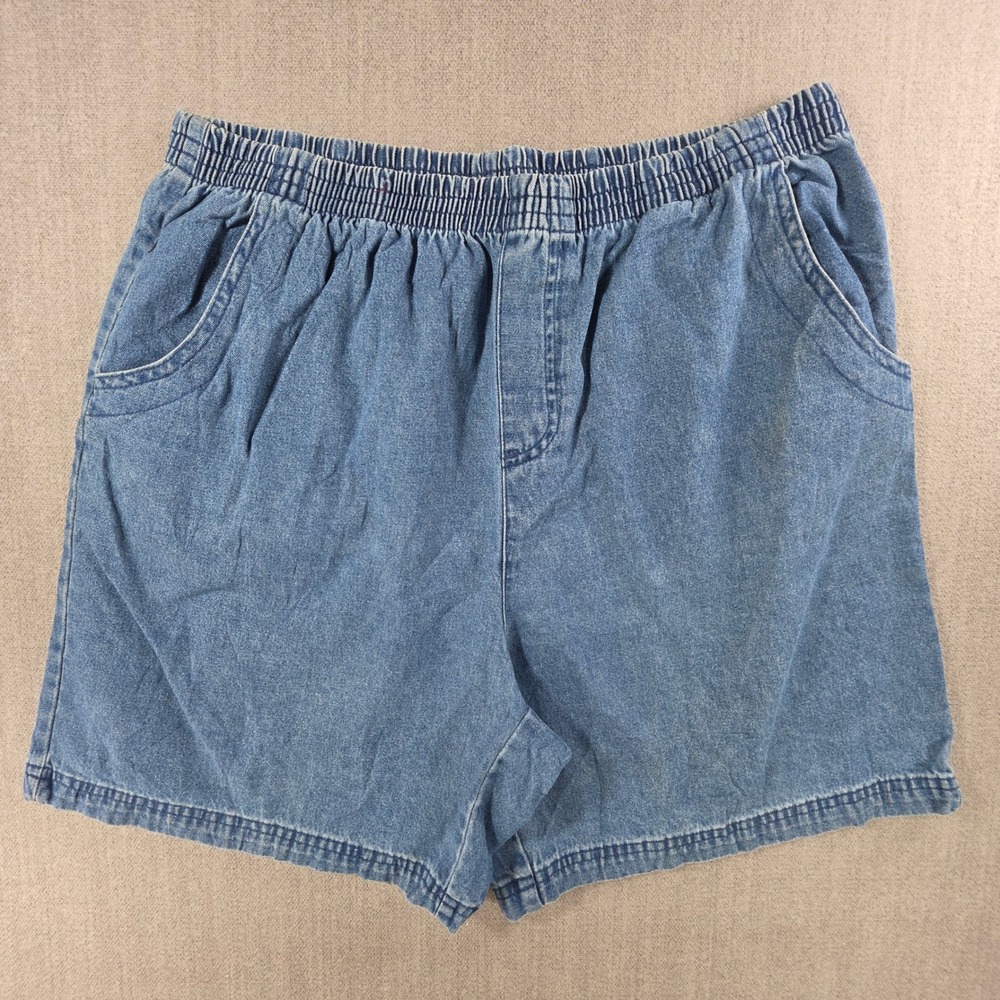 Basic Editions Denim Shorts Women Medium Blue Elastic Waist Casual Vintage